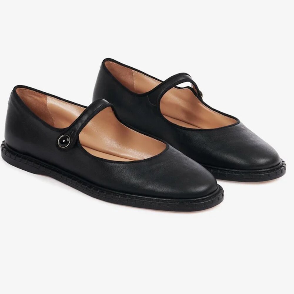 Chloe Black Leather Mary Jane Flats - Picture 2 of 8